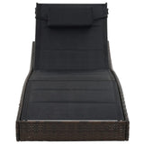 Sun Lounger Poly Rattan and Textilene Brown - Side View