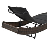 Sun Lounger Poly Rattan and Textilene Brown - Top-Down View