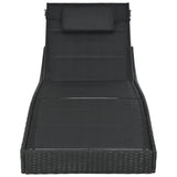 Sun Lounger Poly Rattan and Textilene Black - Side View