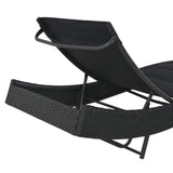 Sun Lounger Poly Rattan and Textilene Black - Top-Down View