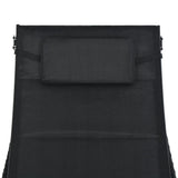 Sun Lounger Poly Rattan and Textilene Black - 45-Degree Angle