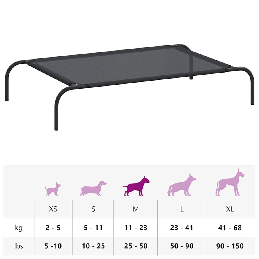 Elevated Dog Bed Black L Textilene