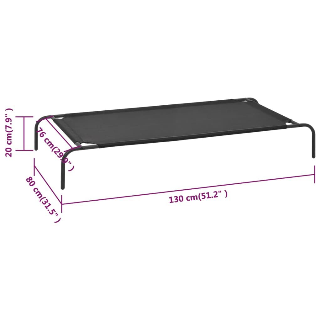 Elevated Dog Bed Black XL Textilene