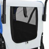 2-in-1 Pet Bike Trailer & Jogging Stroller Grey and Blue - Rear View
