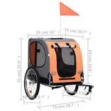 Pet Bike Trailer Orange and Grey - Close-Up Angle