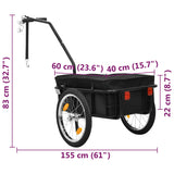 Bike Trailer/Hand Wagon 155x60x83 cm Steel Black - Extra Image