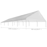 Party Tent Roof 5 x 10 m White - Top-Down View