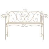 Garden Bench 132 cm Metal Antique White - Front View