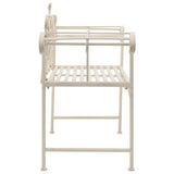 Garden Bench 132 cm Metal Antique White - Side View