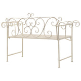 Garden Bench 132 cm Metal Antique White - Top-Down View