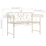 Garden Bench 132 cm Metal Antique White