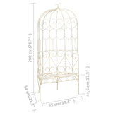 Garden Bench 95 cm Iron Antique White - Rear View