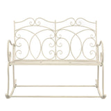 Garden Bench 104 cm Iron Antique White - Front View