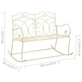 Garden Bench 104 cm Iron Antique White - Rear View