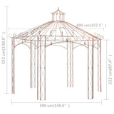 Garden Pavilion Antique Brown 4 m Iron - Rear View