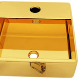 Wash Basin with Faucet Hole 38x30x11.5 cm Ceramic Gold - Top-Down View