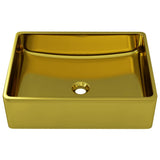 Wash Basin 41x30x12 cm Ceramic Gold - Front View