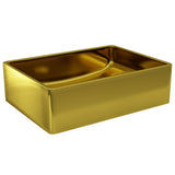 Wash Basin 41x30x12 cm Ceramic Gold - Side View