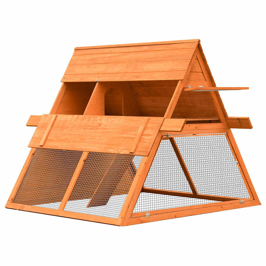 Rabbit Hutch Solid Pine & Fir Wood 152x128x108 cm