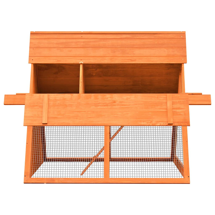 Rabbit Hutch Solid Pine & Fir Wood 152x128x108 cm