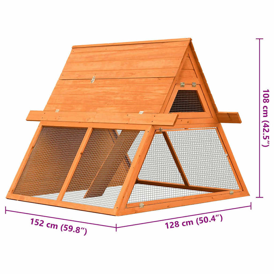 Rabbit Hutch Solid Pine & Fir Wood 152x128x108 cm