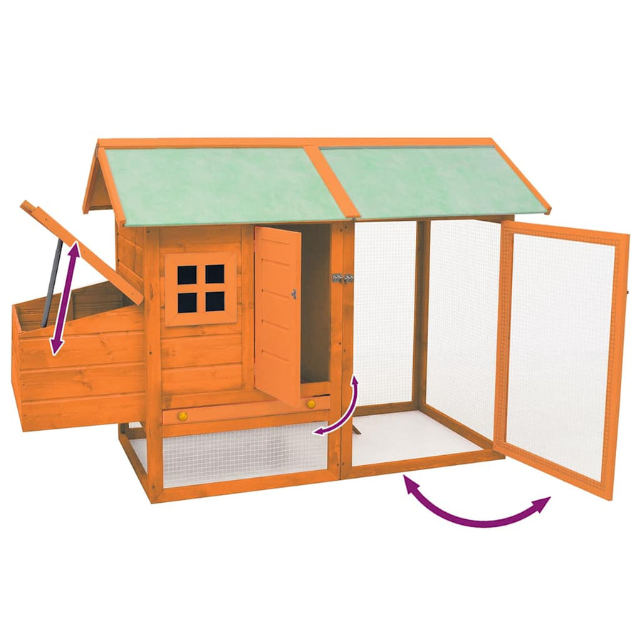 Chicken Cage Solid Pine & Fir Wood 170x81x110 cm