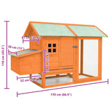 Chicken Cage Solid Pine & Fir Wood 170x81x110 cm - Extra Image