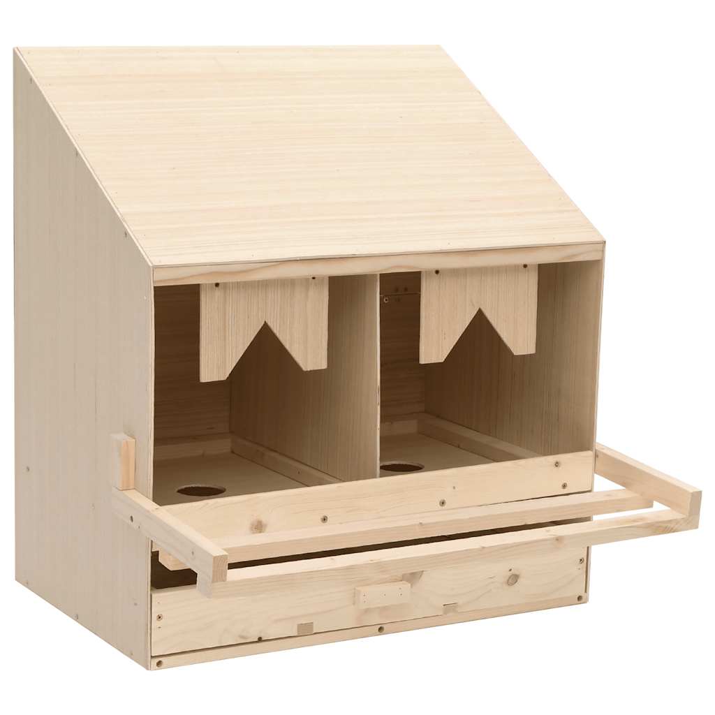 Chicken Laying Nest 2 Compartments 63x40x65 cm Solid Pine Wood