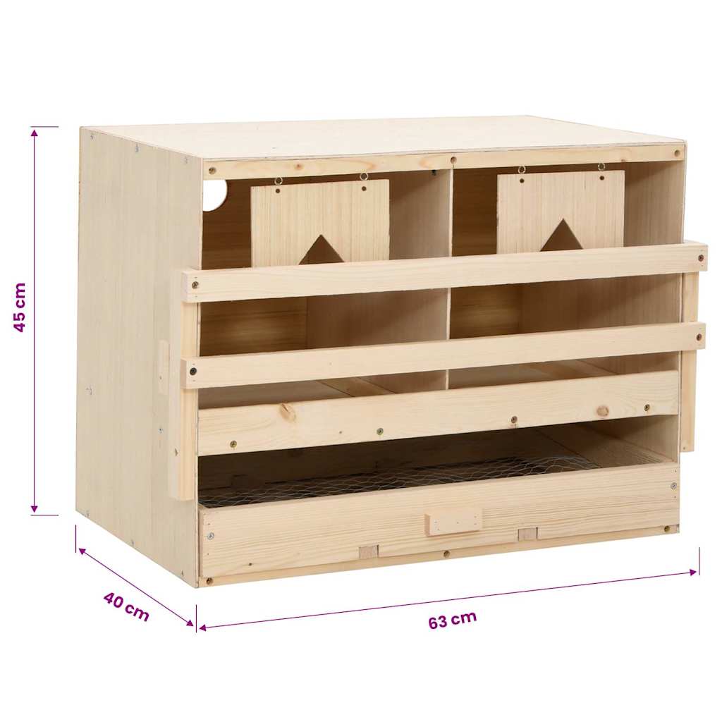 Chicken Laying Nest 2 Compartments 63x40x45 cm Solid Pine Wood