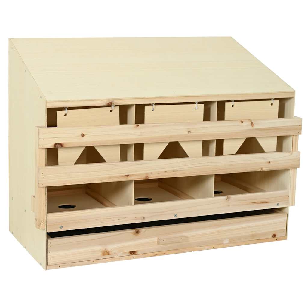 Chicken Laying Nest 3 Compartments 93x40x65 cm Solid Pine Wood