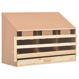 Chicken Laying Nest 3 Compartments 93x40x65 cm Solid Pine Wood - Front View