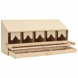 Chicken Laying Nest 5 Compartments 117x33x54 cm Solid Pine Wood - 45-Degree Angle