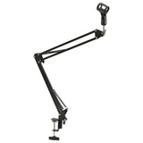 Table Mounted Microphone Stand Black Steel - Front View