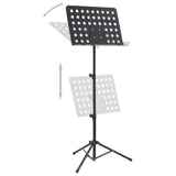 Music Book Stand Black Steel - Front View