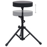 Adjustable Drum Stool Black Round - Side View
