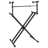 Double Braced Keyboard Stand X-Frame Black - Side View
