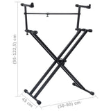 Double Braced Keyboard Stand X-Frame Black - Low Angle