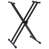 Double Braced Keyboard Stand and Stool Set Black - Side View