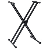 Double Braced Keyboard Stand and Stool Set Black - Side View