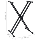 Double Braced Keyboard Stand and Stool Set Black - Extra Image