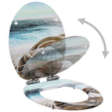 WC Toilet Seat with Soft Close Lid MDF Muschel Design - Front View