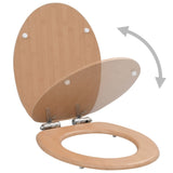 WC Toilet Seat with Soft Close Lid MDF Bamboo Design - Front View