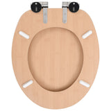 WC Toilet Seat with Soft Close Lid MDF Bamboo Design - 45-Degree Angle