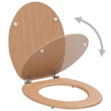 WC Toilet Seat with Lid MDF Bamboo Design - Front View