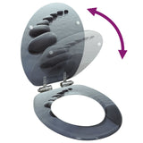 WC Toilet Seat with Soft Close Lid MDF Stones Design - Front View