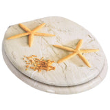 WC Toilet Seat with Soft Close Lid MDF Starfish Design - Side View