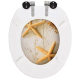 WC Toilet Seat with Soft Close Lid MDF Starfish Design - 45-Degree Angle