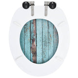 WC Toilet Seat with Soft Close Lid MDF Old Wood Design - 45-Degree Angle