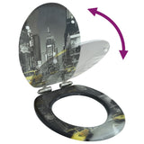 WC Toilet Seat with Soft Close Lid MDF New York Design - Front View