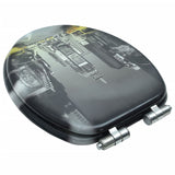 WC Toilet Seat with Soft Close Lid MDF New York Design - Side View